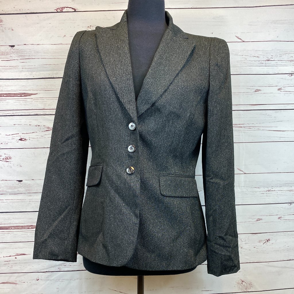 Tahari Arthur S Levine Grey 3 Button Blazer Jacket